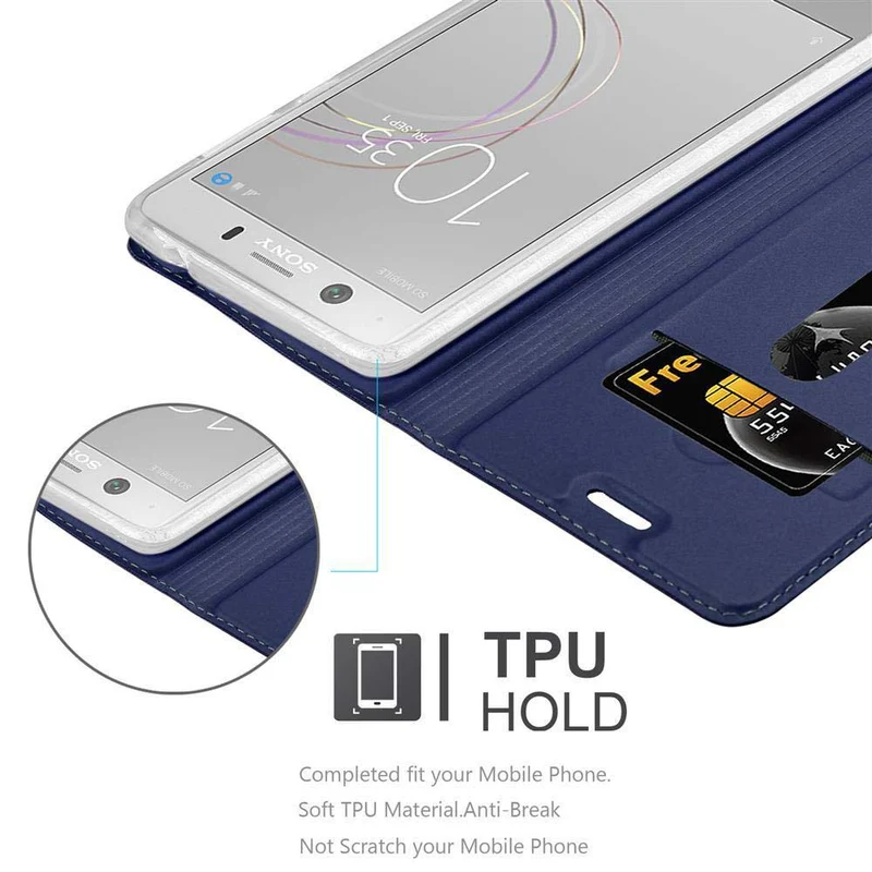 Cadorabo Hülle kompatibel mit Sony Xperia XZ1 COMPACT Schutzhülle mit Magnetverschluss, Standfunktion und Kartenfach