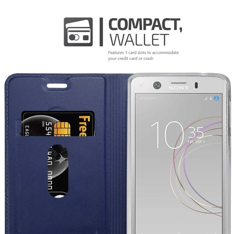 Cadorabo Hülle kompatibel mit Sony Xperia XZ1 COMPACT Schutzhülle mit Magnetverschluss, Standfunktion und Kartenfach
