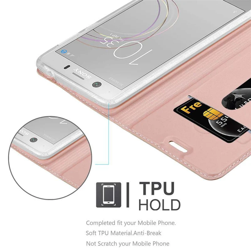 Cadorabo Hülle kompatibel mit Sony Xperia XZ1 COMPACT Schutzhülle mit Magnetverschluss, Standfunktion und Kartenfach