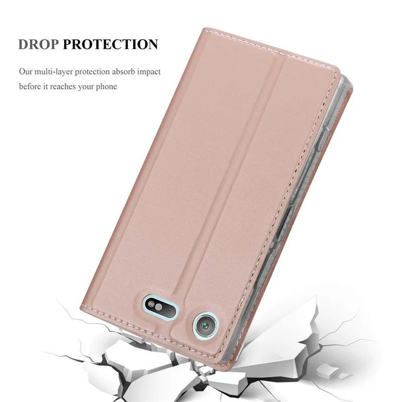 Cadorabo Hülle kompatibel mit Sony Xperia XZ1 COMPACT Schutzhülle mit Magnetverschluss, Standfunktion und Kartenfach