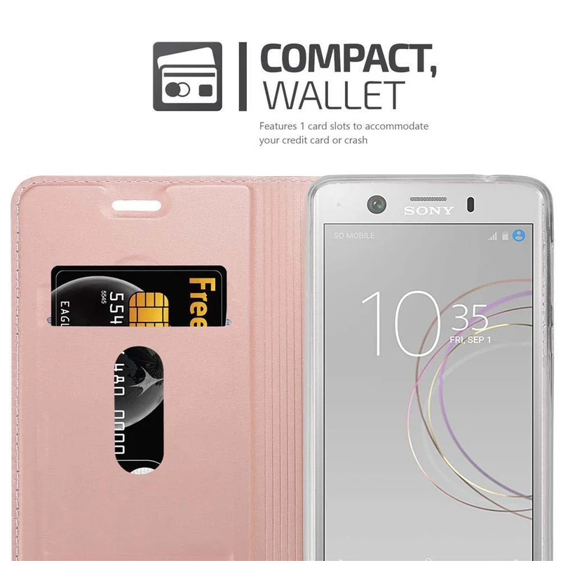 Cadorabo Hülle kompatibel mit Sony Xperia XZ1 COMPACT Schutzhülle mit Magnetverschluss, Standfunktion und Kartenfach