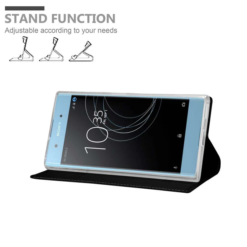 Cadorabo Hülle kompatibel mit Sony Xperia XA1 PLUS Schutzhülle mit Magnetverschluss, Standfunktion und Kartenfach