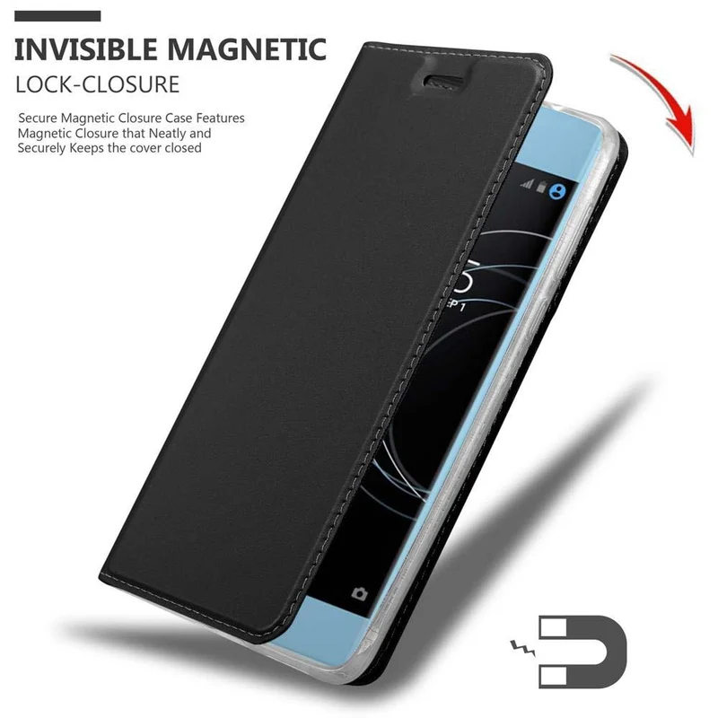 Cadorabo Hülle kompatibel mit Sony Xperia XA1 PLUS Schutzhülle mit Magnetverschluss, Standfunktion und Kartenfach