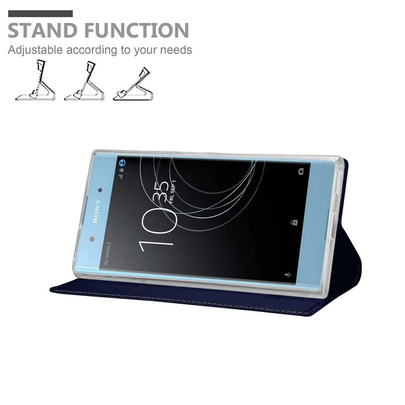 Cadorabo Hülle kompatibel mit Sony Xperia XA1 PLUS Schutzhülle mit Magnetverschluss, Standfunktion und Kartenfach