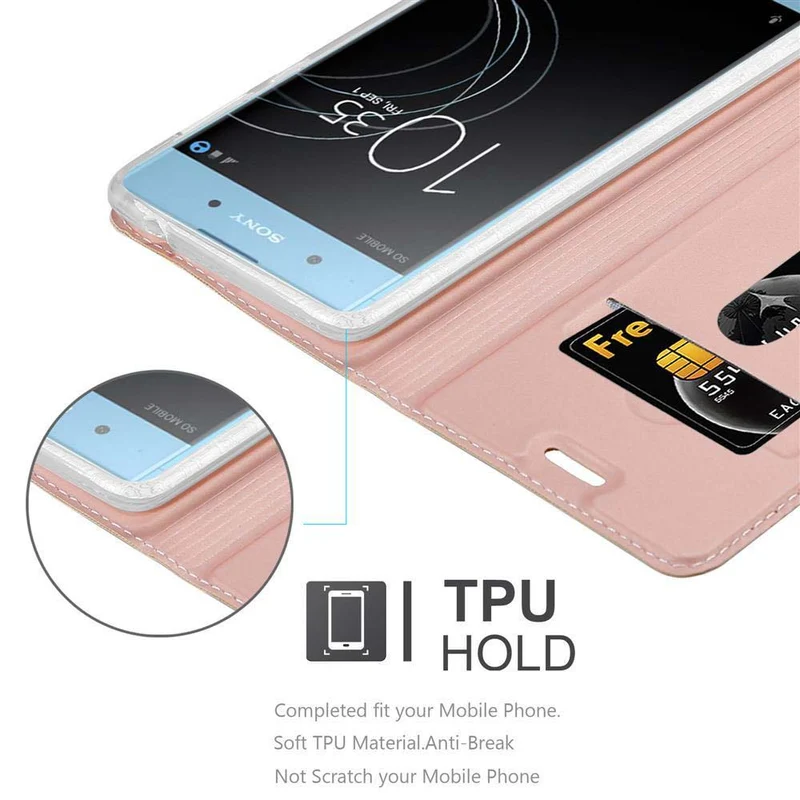 Cadorabo Hülle kompatibel mit Sony Xperia XA1 PLUS Schutzhülle mit Magnetverschluss, Standfunktion und Kartenfach