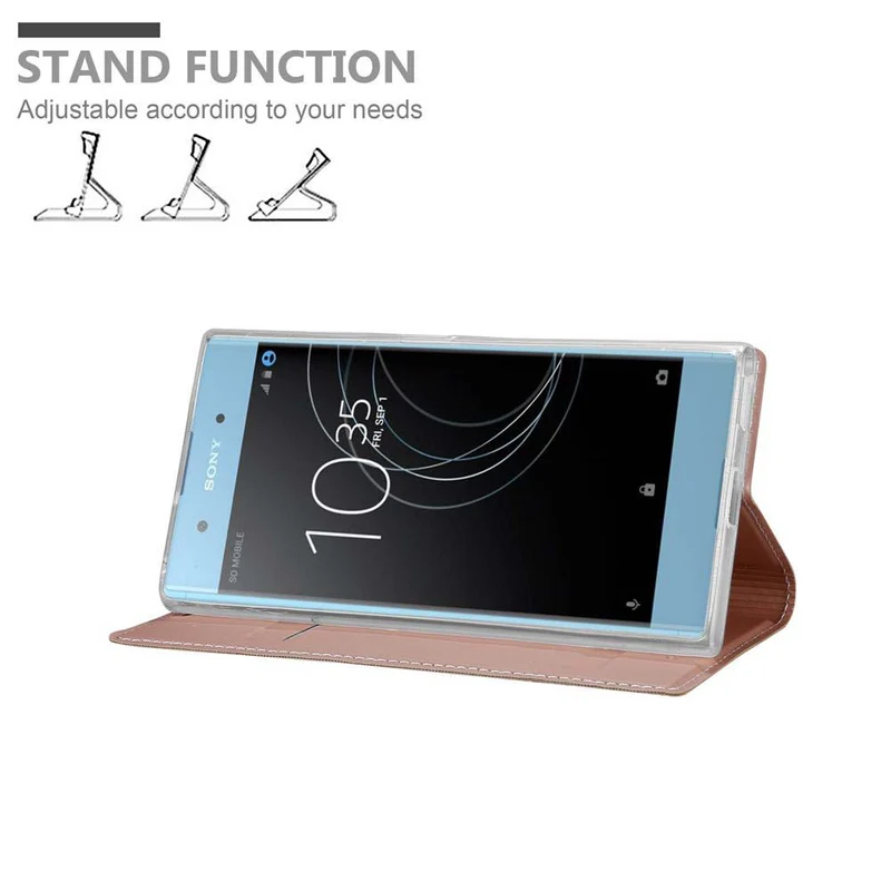 Cadorabo Hülle kompatibel mit Sony Xperia XA1 PLUS Schutzhülle mit Magnetverschluss, Standfunktion und Kartenfach