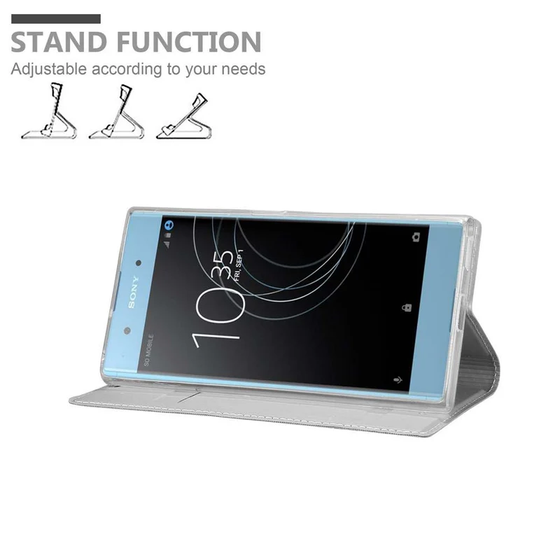 Cadorabo Hülle kompatibel mit Sony Xperia XA1 PLUS Schutzhülle mit Magnetverschluss, Standfunktion und Kartenfach