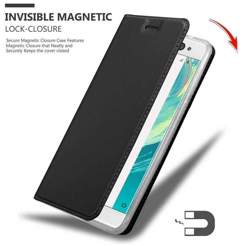 Cadorabo Hülle kompatibel mit Sony Xperia XA ULTRA Schutzhülle mit Magnetverschluss, Standfunktion und Kartenfach