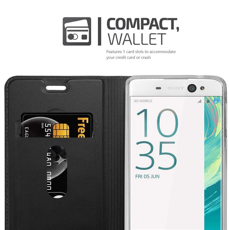 Cadorabo Hülle kompatibel mit Sony Xperia XA ULTRA Schutzhülle mit Magnetverschluss, Standfunktion und Kartenfach