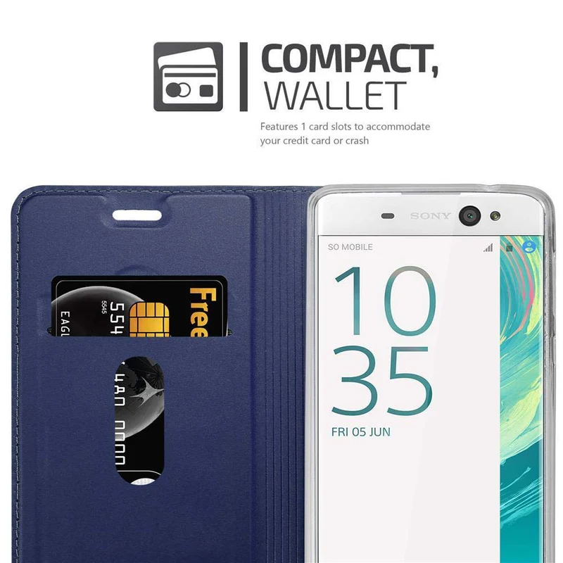 Cadorabo Hülle kompatibel mit Sony Xperia XA ULTRA Schutzhülle mit Magnetverschluss, Standfunktion und Kartenfach