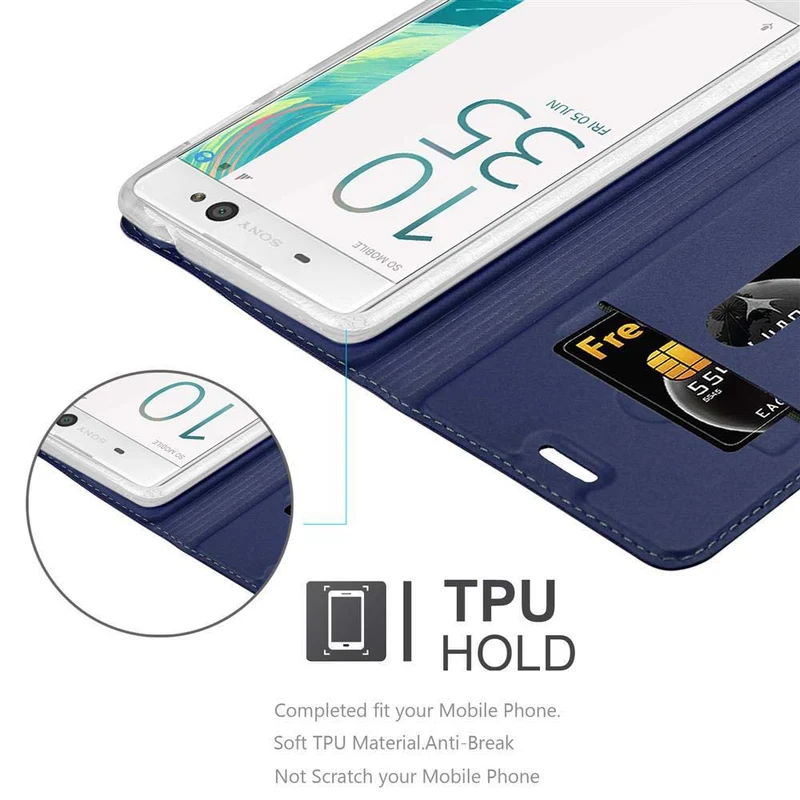 Cadorabo Hülle kompatibel mit Sony Xperia XA ULTRA Schutzhülle mit Magnetverschluss, Standfunktion und Kartenfach