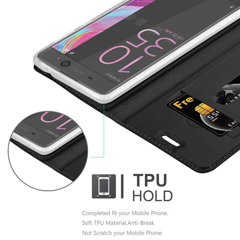 Cadorabo Hülle kompatibel mit Sony Xperia XA Schutzhülle mit Magnetverschluss, Standfunktion und Kartenfach