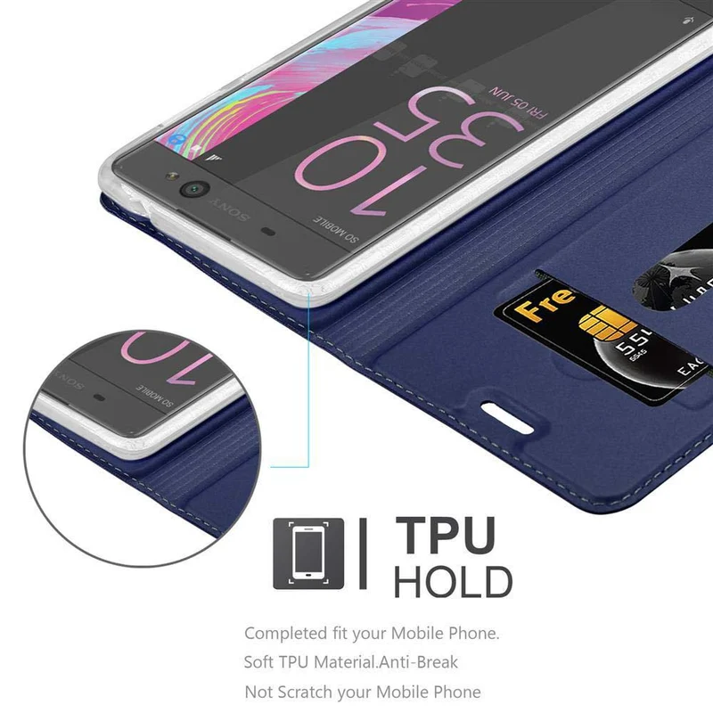 Cadorabo Hülle kompatibel mit Sony Xperia XA Schutzhülle mit Magnetverschluss, Standfunktion und Kartenfach