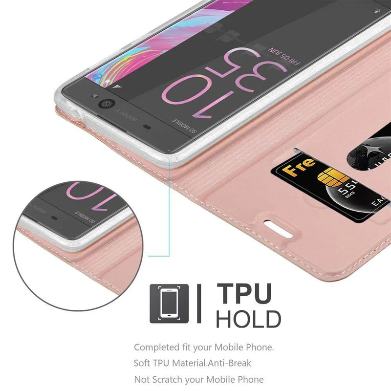 Cadorabo Hülle kompatibel mit Sony Xperia XA Schutzhülle mit Magnetverschluss, Standfunktion und Kartenfach