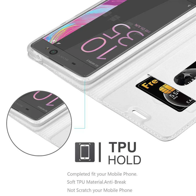 Cadorabo Hülle kompatibel mit Sony Xperia XA Schutzhülle mit Magnetverschluss, Standfunktion und Kartenfach