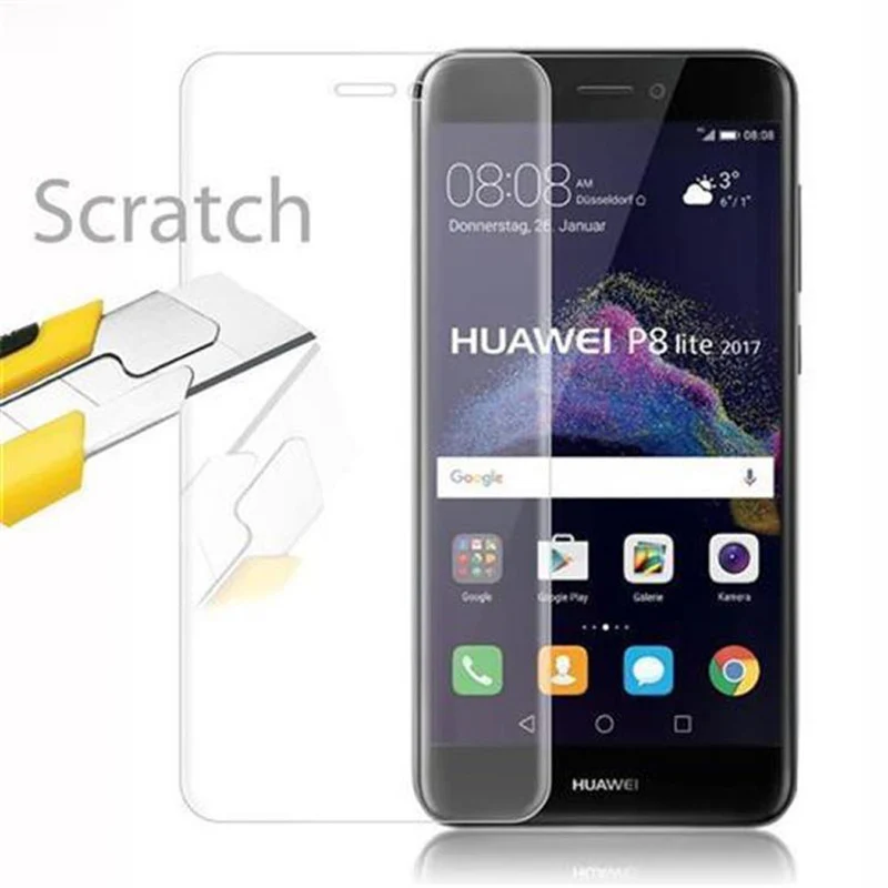 Cadorabo Panzer Folie kompatibel mit Huawei P8 LITE 2017 / P9 LITE 2017 - Schutzfolie Gehärtetes (Tempered) Display-Schutzglas in 9H Härte mit 3D Touch Kompatibilität