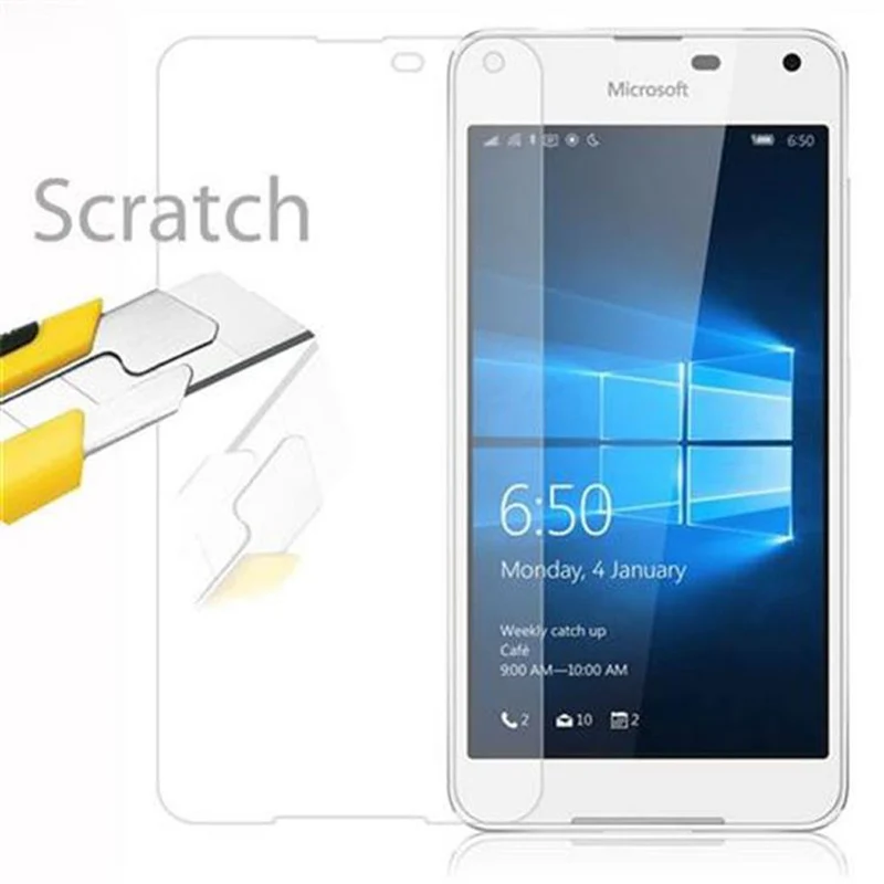 Cadorabo Panzer Folie kompatibel mit Nokia Lumia 650 - Schutzfolie Gehärtetes (Tempered) Display-Schutzglas in 9H Härte mit 3D Touch Kompatibilität