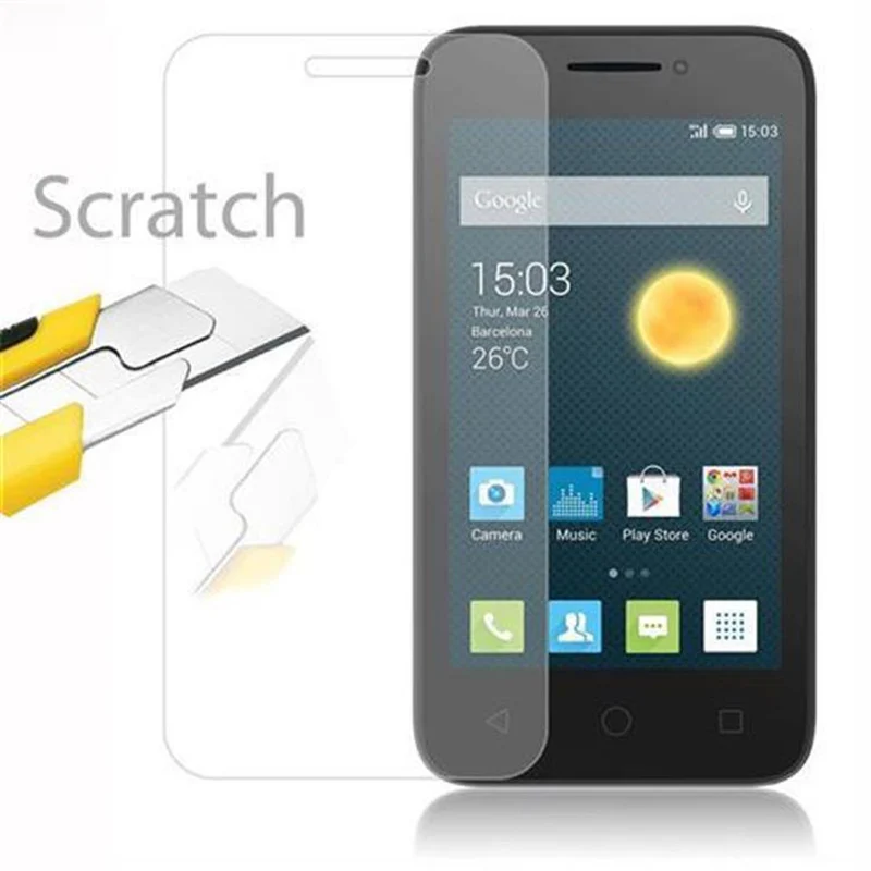 Cadorabo Panzer Folie kompatibel mit Alcatel PIXI 3 (4 Zoll) - Schutzfolie Gehärtetes (Tempered) Display-Schutzglas in 9H Härte mit 3D Touch Kompatibilität