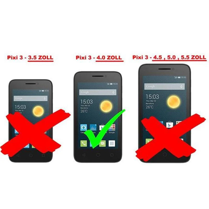 Cadorabo Panzer Folie kompatibel mit Alcatel PIXI 3 (4 Zoll) - Schutzfolie Gehärtetes (Tempered) Display-Schutzglas in 9H Härte mit 3D Touch Kompatibilität
