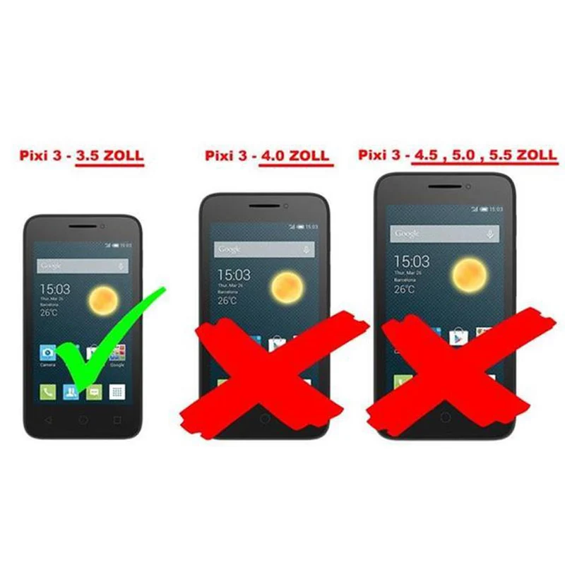 Cadorabo Panzer Folie kompatibel mit Alcatel PIXI 3 (3.5 Zoll) - Schutzfolie Gehärtetes (Tempered) Display-Schutzglas in 9H Härte mit 3D Touch Kompatibilität