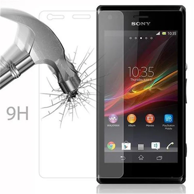 Cadorabo Panzer Folie kompatibel mit Sony Xperia M - Schutzfolie Gehärtetes (Tempered) Display-Schutzglas in 9H Härte mit 3D Touch Kompatibilität
