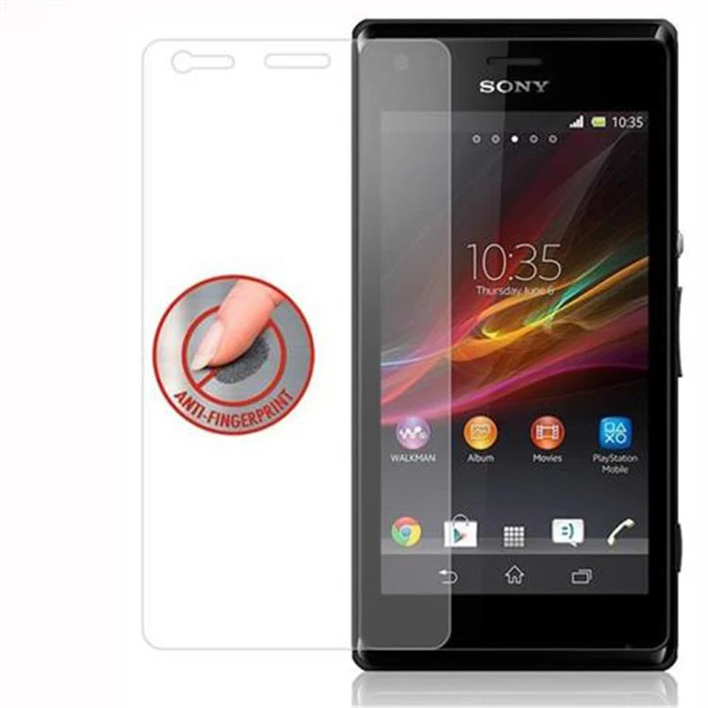 Cadorabo Panzer Folie kompatibel mit Sony Xperia M - Schutzfolie Gehärtetes (Tempered) Display-Schutzglas in 9H Härte mit 3D Touch Kompatibilität