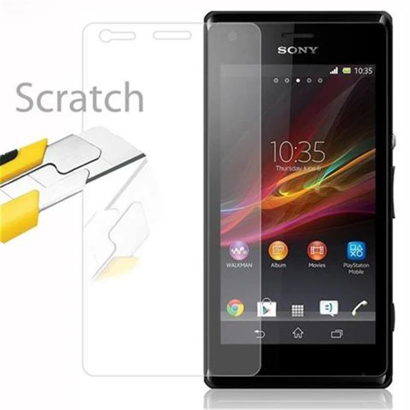 Cadorabo Panzer Folie kompatibel mit Sony Xperia M - Schutzfolie Gehärtetes (Tempered) Display-Schutzglas in 9H Härte mit 3D Touch Kompatibilität