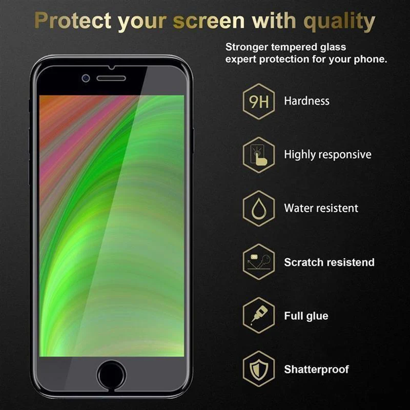 Cadorabo Panzer Folie kompatibel mit Apple iPhone 7 / 7S / 8 / SE 2020 - Schutzfolie Gehärtetes (Tempered) Display-Schutzglas in 9H Härte mit 3D Touch Kompatibilität