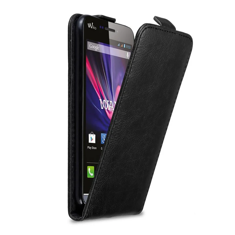 Cadorabo Hülle kompatibel mit WIKO WAX Schutzhülle im Flip Design aus glattem Kunstleder