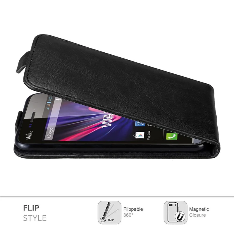 Cadorabo Hülle kompatibel mit WIKO WAX Schutzhülle im Flip Design aus glattem Kunstleder