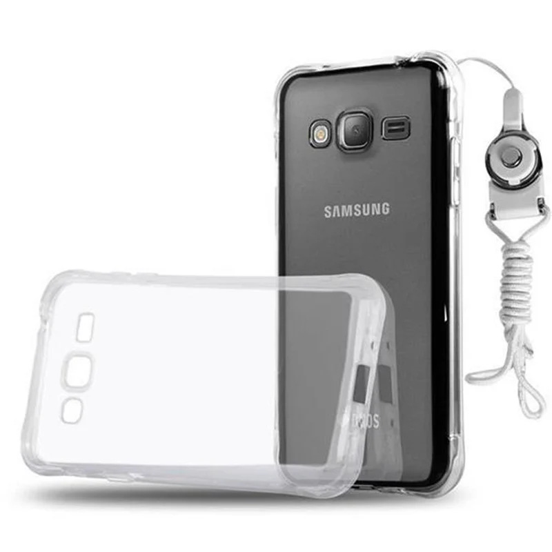 Cadorabo Hülle kompatibel mit Samsung Galaxy J3 2015 Small Waist Schutzhülle aus flexiblem TPU Silikon mit Schlaufe