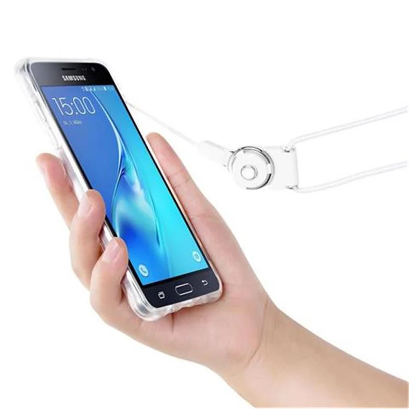 Cadorabo Hülle kompatibel mit Samsung Galaxy J3 2015 Small Waist Schutzhülle aus flexiblem TPU Silikon mit Schlaufe