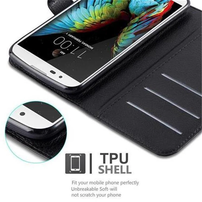 Cadorabo Hülle kompatibel mit LG K10 2016 Schutzhülle mit Magnetverschluss, Standfunktion und Kartenfach