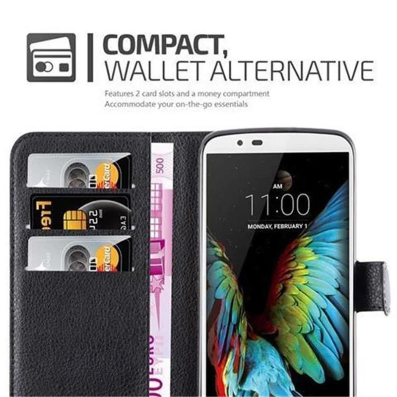 Cadorabo Hülle kompatibel mit LG K10 2016 Schutzhülle mit Magnetverschluss, Standfunktion und Kartenfach