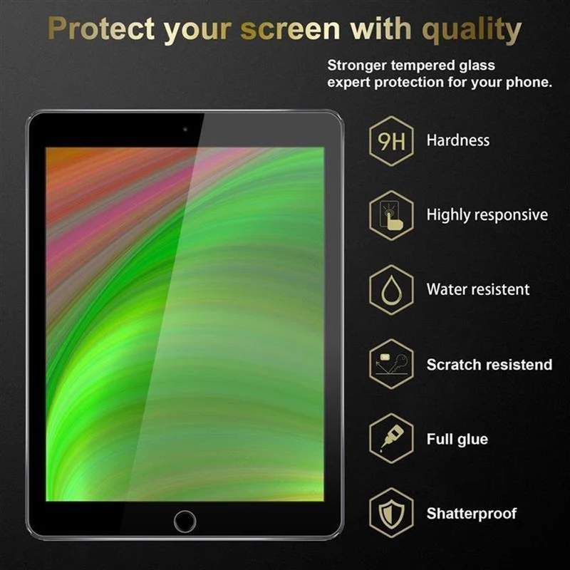 Cadorabo Panzer Folie kompatibel mit Apple iPad AIR 2 2014 / AIR 2013 Gehärtetes (Tempered) Display-Schutzglas in 9H Härte mit 3D Touch Kompatibilität