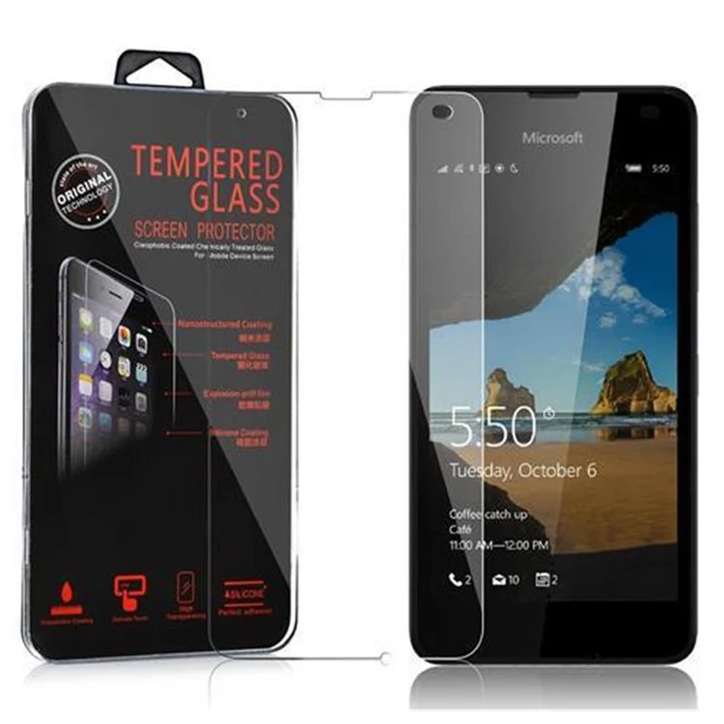 Cadorabo Panzer Folie kompatibel mit Nokia Lumia 550 - Schutzfolie Gehärtetes (Tempered) Display-Schutzglas in 9H Härte mit 3D Touch Kompatibilität