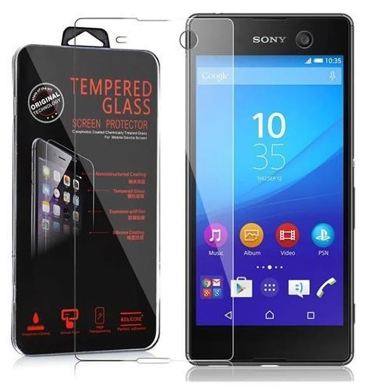 Cadorabo Panzer Folie kompatibel mit Sony Xperia M5 - Schutzfolie Gehärtetes (Tempered) Display-Schutzglas in 9H Härte mit 3D Touch Kompatibilität