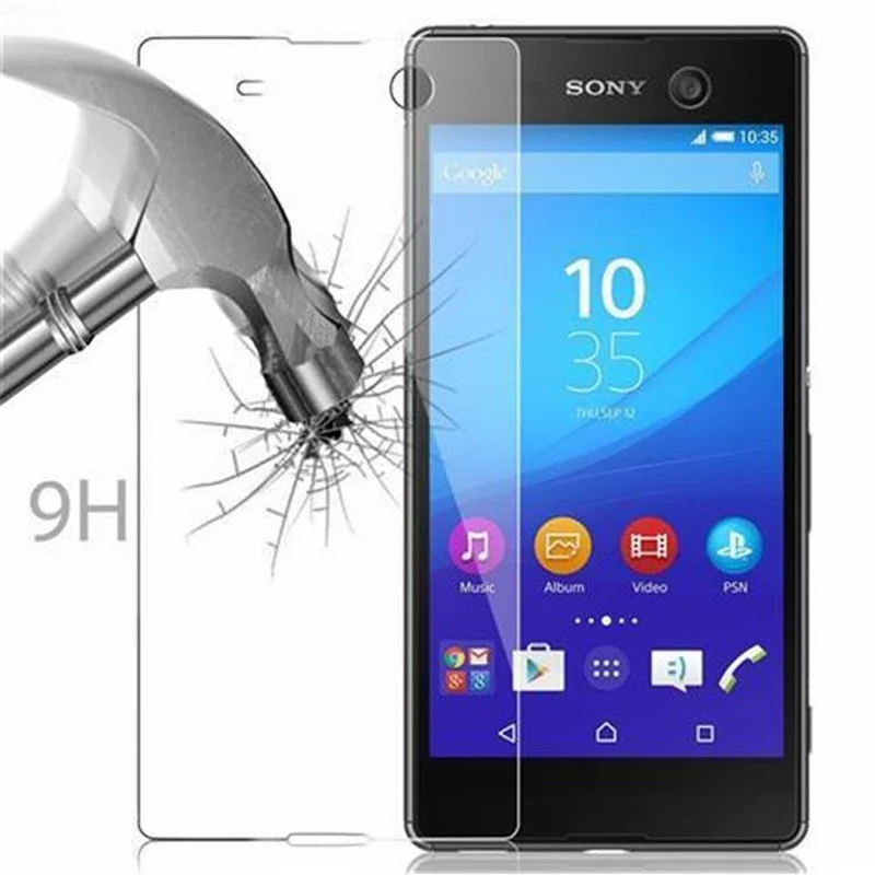 Cadorabo Panzer Folie kompatibel mit Sony Xperia M5 - Schutzfolie Gehärtetes (Tempered) Display-Schutzglas in 9H Härte mit 3D Touch Kompatibilität