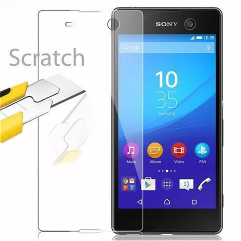 Cadorabo Panzer Folie kompatibel mit Sony Xperia M5 - Schutzfolie Gehärtetes (Tempered) Display-Schutzglas in 9H Härte mit 3D Touch Kompatibilität