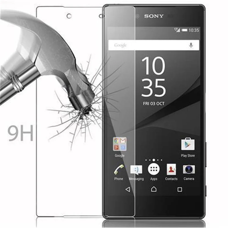 Cadorabo Panzer Folie kompatibel mit Sony Xperia Z5 PLUS - Schutzfolie Gehärtetes (Tempered) Display-Schutzglas in 9H Härte mit 3D Touch Kompatibilität