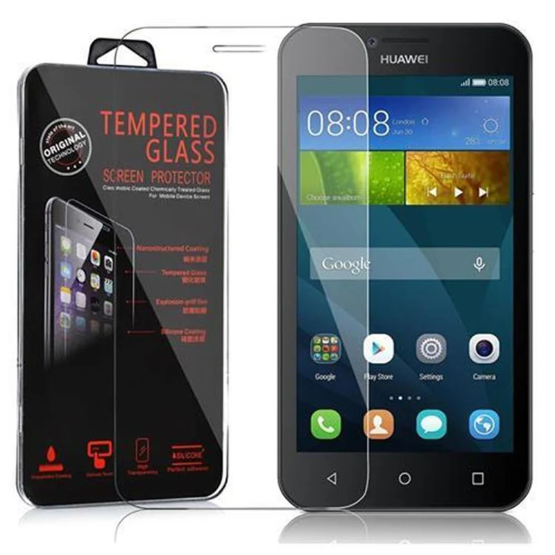 Cadorabo Panzer Folie kompatibel mit Huawei Y5 2015 / Y5C / Y540 / Y541 / Y520 - Schutzfolie Gehärtetes (Tempered) Display-Schutzglas in 9H Härte mit 3D Touch Kompatibilität