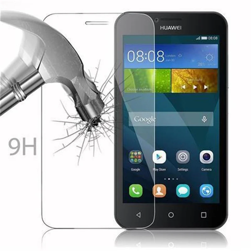 Cadorabo Panzer Folie kompatibel mit Huawei Y5 2015 / Y5C / Y540 / Y541 / Y520 - Schutzfolie Gehärtetes (Tempered) Display-Schutzglas in 9H Härte mit 3D Touch Kompatibilität