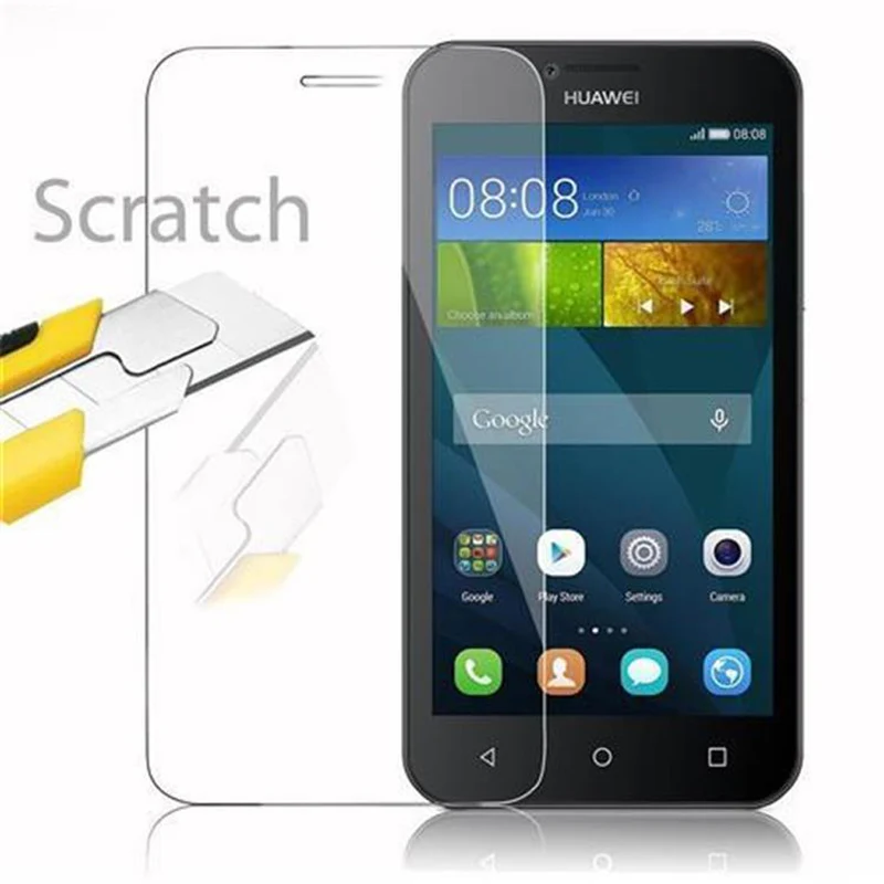 Cadorabo Panzer Folie kompatibel mit Huawei Y5 2015 / Y5C / Y540 / Y541 / Y520 - Schutzfolie Gehärtetes (Tempered) Display-Schutzglas in 9H Härte mit 3D Touch Kompatibilität