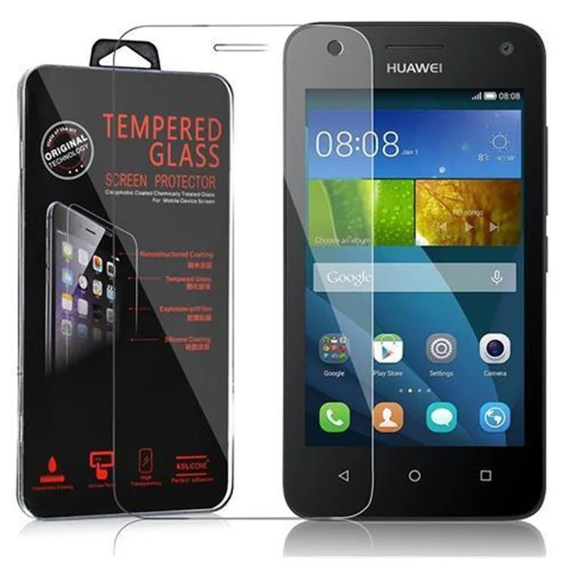 Cadorabo Panzer Folie kompatibel mit Huawei Y3 / Y3C / Y330 / Y331 / Y360 - Schutzfolie Gehärtetes (Tempered) Display-Schutzglas in 9H Härte mit 3D Touch Kompatibilität