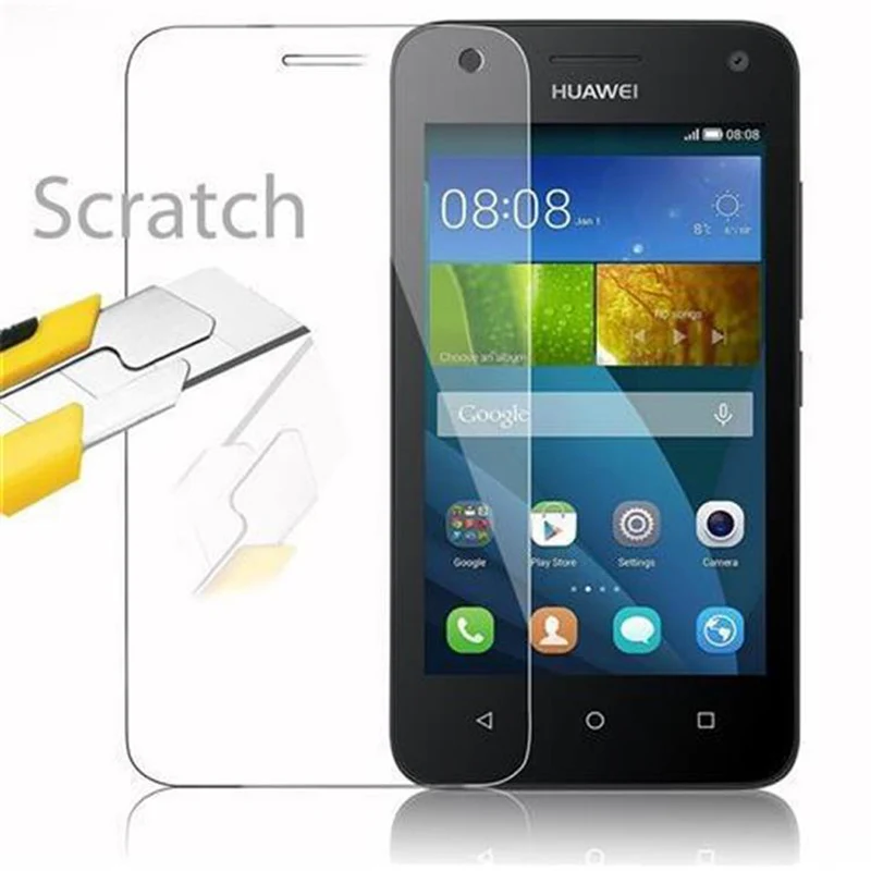 Cadorabo Panzer Folie kompatibel mit Huawei Y3 / Y3C / Y330 / Y331 / Y360 - Schutzfolie Gehärtetes (Tempered) Display-Schutzglas in 9H Härte mit 3D Touch Kompatibilität