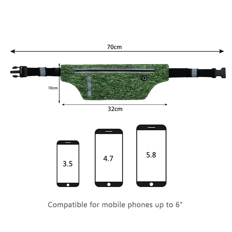 Cadorabo Sport Bauchtasche für Handys von 4.7 - 6.0 Zoll Längenverstellbare Touch Smartphone Hüfttasche Gürteltasche Handytasche