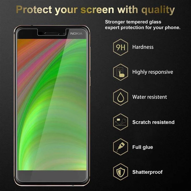 Cadorabo Panzer Folie kompatibel mit Nokia 6,1 - Schutzfolie Gehärtetes (Tempered) Display-Schutzglas in 9H Härte mit 3D Touch Kompatibilität
