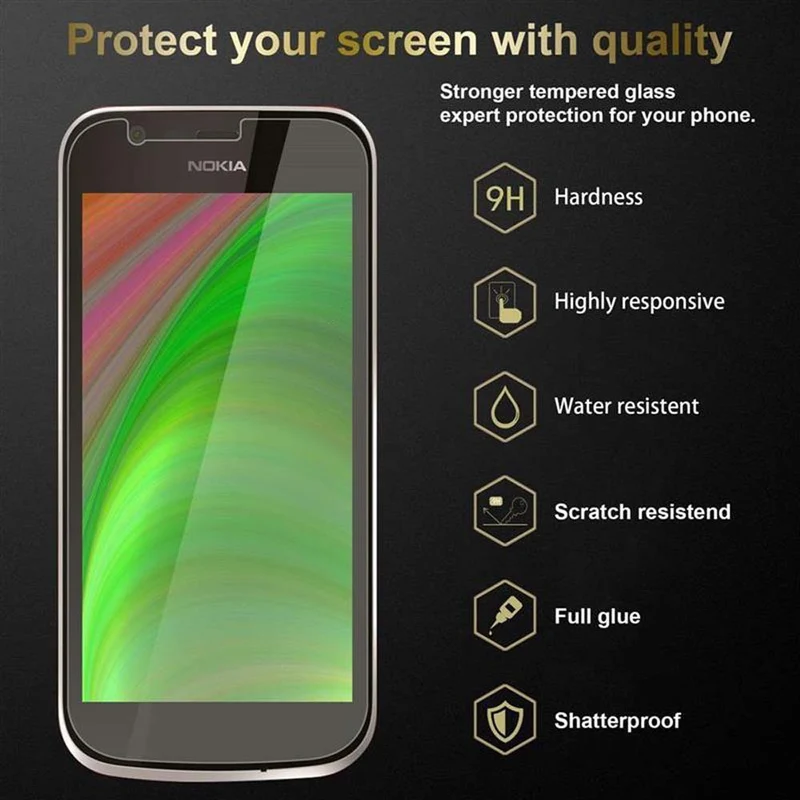Cadorabo Panzer Folie kompatibel mit Nokia 1 2018 - Schutzfolie Gehärtetes (Tempered) Display-Schutzglas in 9H Härte mit 3D Touch Kompatibilität