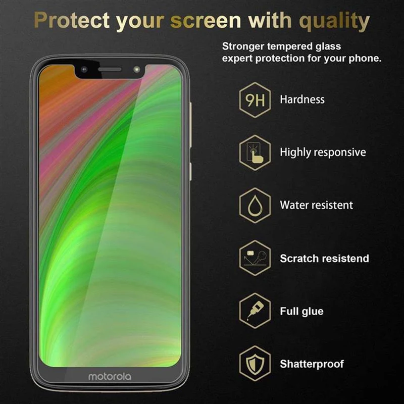 Cadorabo Panzer Folie kompatibel mit Motorola MOTO G7 PLAY - Schutzfolie Gehärtetes (Tempered) Display-Schutzglas in 9H Härte mit 3D Touch Kompatibilität
