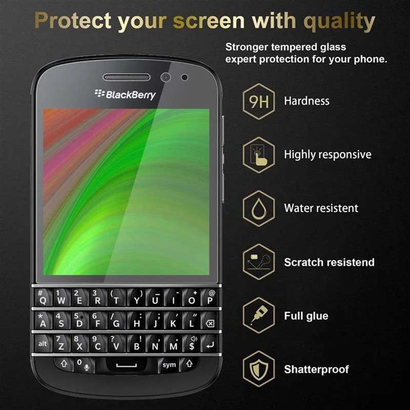 Cadorabo Panzer Folie kompatibel mit Blackberry Q10 - Schutzfolie Gehärtetes (Tempered) Display-Schutzglas in 9H Härte mit 3D Touch Kompatibilität